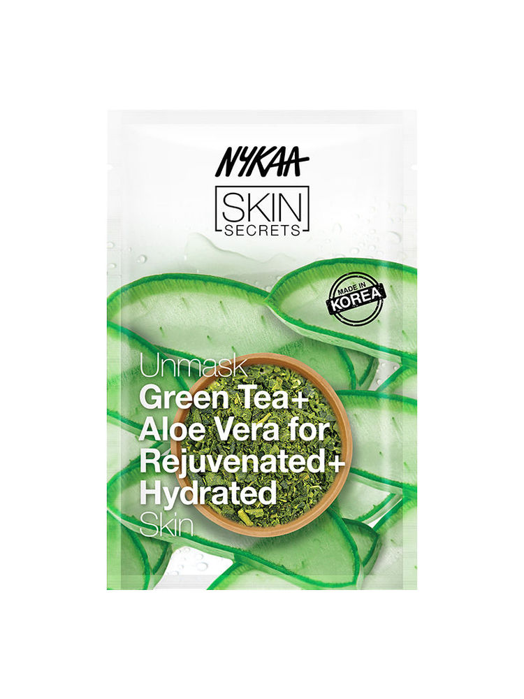Nykaa Green Tea + Aloe Vera Sheet Mask For Hydrated Skin - Formulated In Kora - For All Skin Types