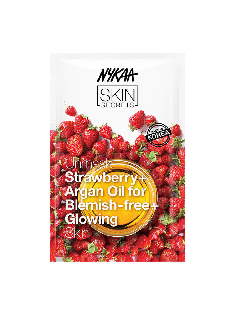 Nykaa Strawberry + Argan Oil Sheet Mask For Acne Prone Skin - Formulated In Korea