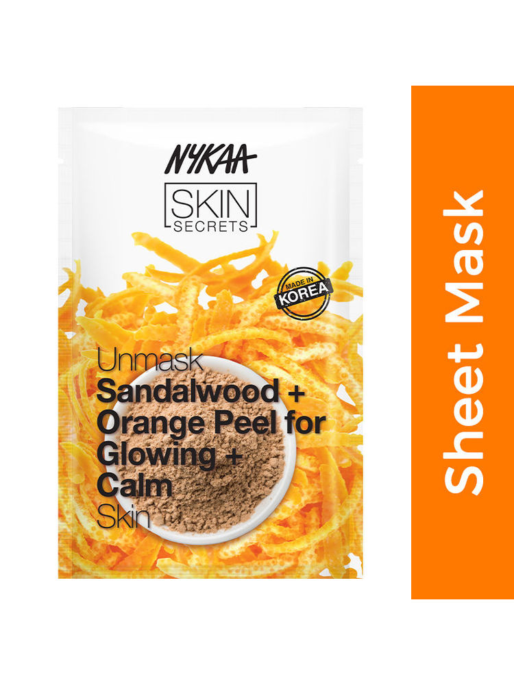 Nykaa Sandalwood+Orange Peel Sheet Mask For Glowing Skin-Formulated In Korea - For All Skin Types