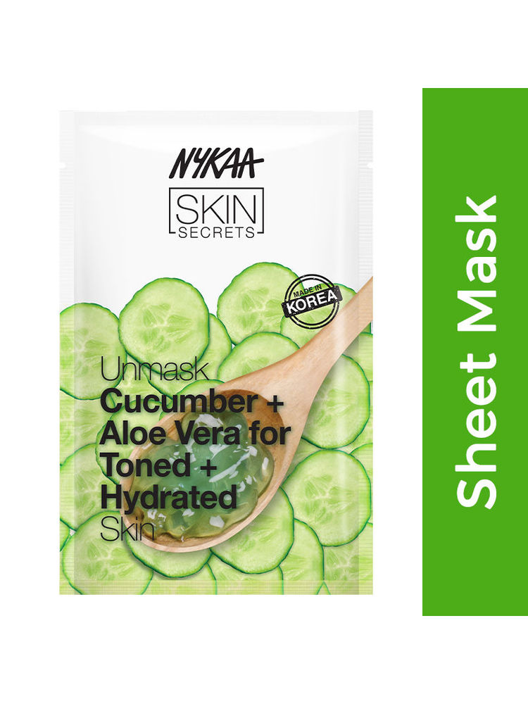 Nykaa Cucumber+Aloe Vera Sheet Mask For Toned & Hydrated Skin-Formulated In Korea - For All Skin Types