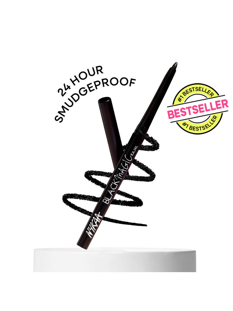 nykaa cosmetics Nykaa Black Magic Smudgeproof Kajal Eyeliner Pencil Lasts Upto 24 Hours - Black-picture-21