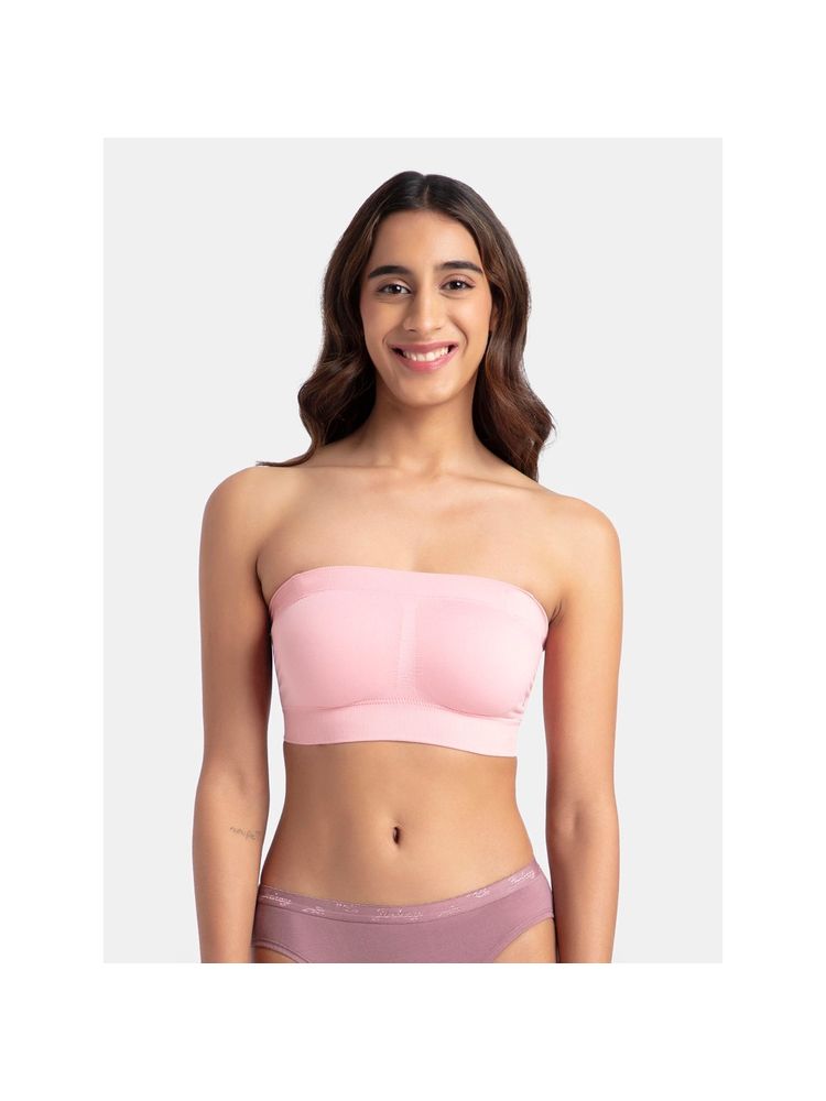 Jockey 1545 Wirefree Padded Micro Touch Nylon Elastane Bandeau Bra - Crush N Blush-picture-13
