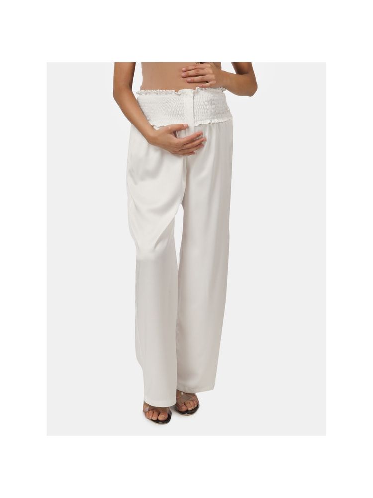 Angloindu White Smocked Waist Maternity Pant-picture-22