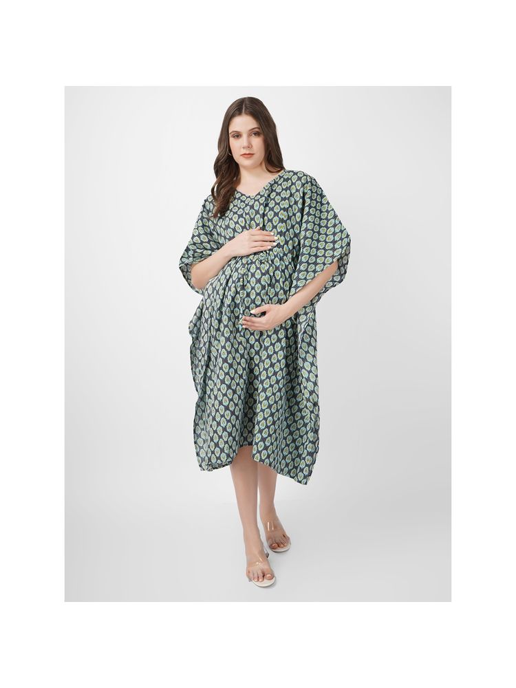 Angloindu Black Printed Maternity Kaftan Dress-picture-10