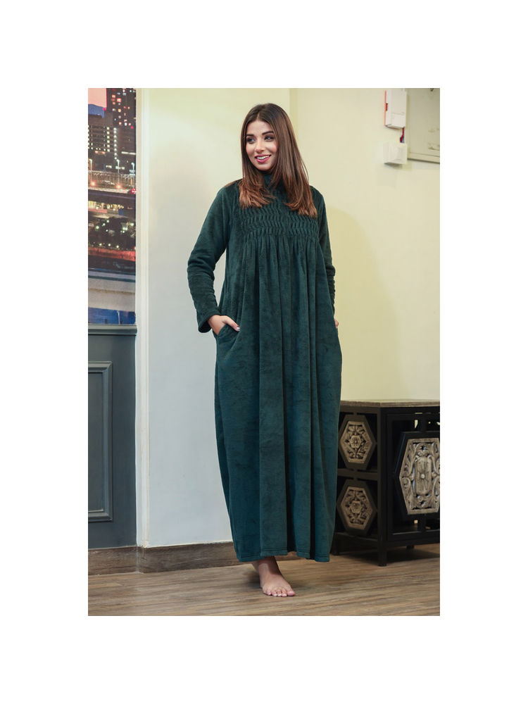 FEATHERS CLOSET Green Solid Relaxed Fit Loungewear Maxi-picture-21