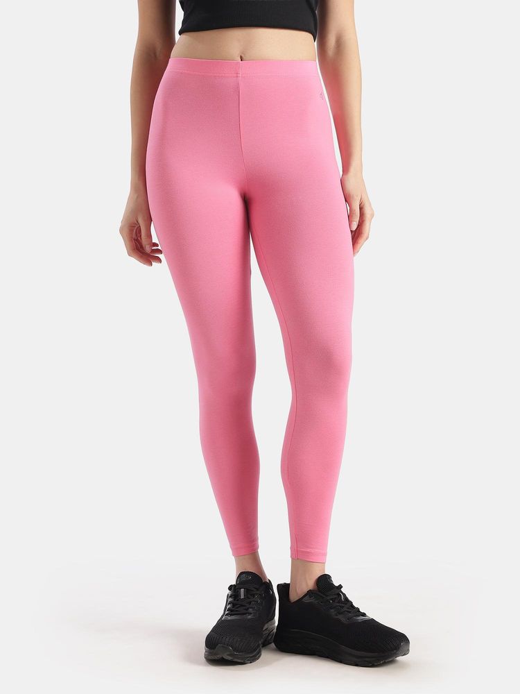 Jockey AW87 Women Super Combed Cotton Elastane Stretch Leggings - Pink Carnation-image-47