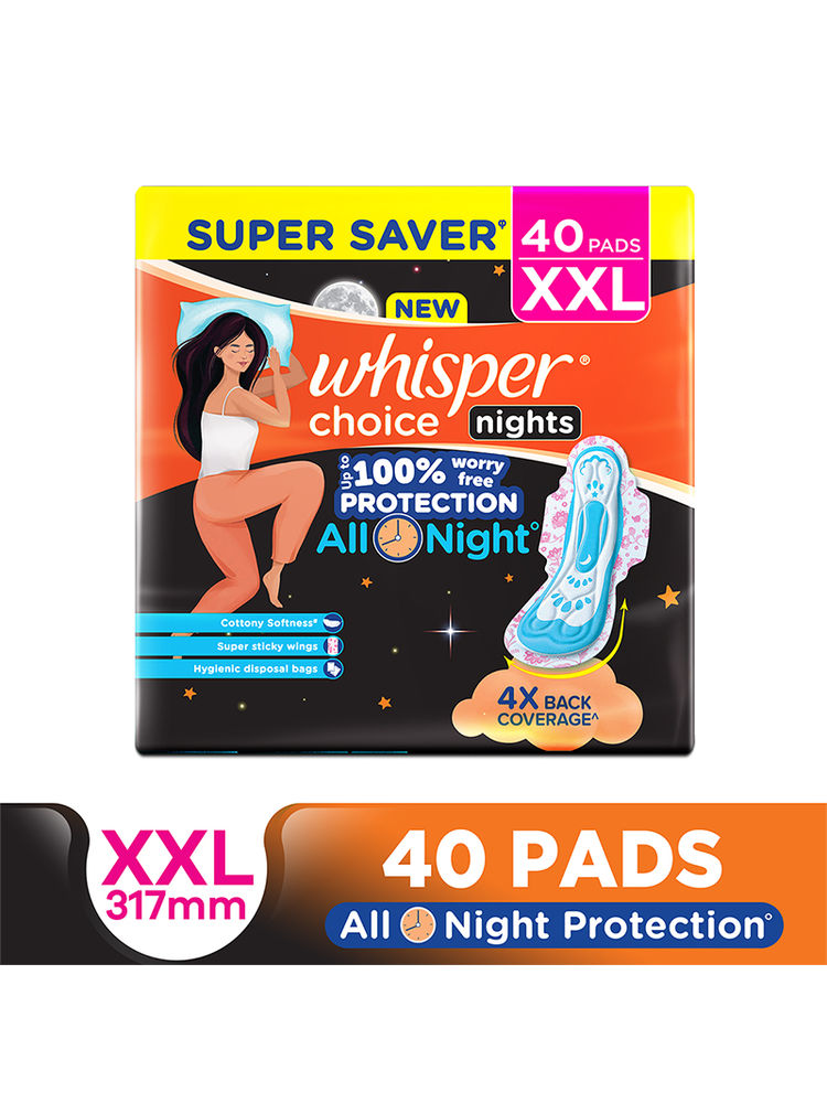 Whisper Choice Nights XXL For Women Sanitary - 40 Pads-image-48