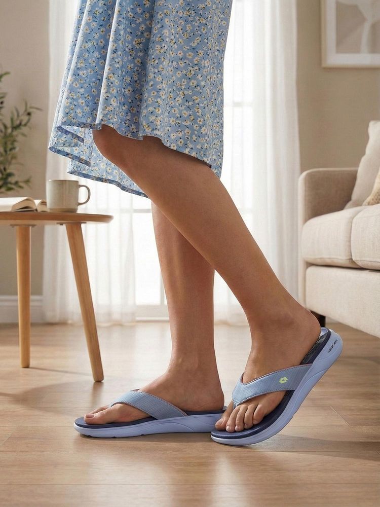 LOTTO Evernote Strip Blue Flip Flops For Women-image-8
