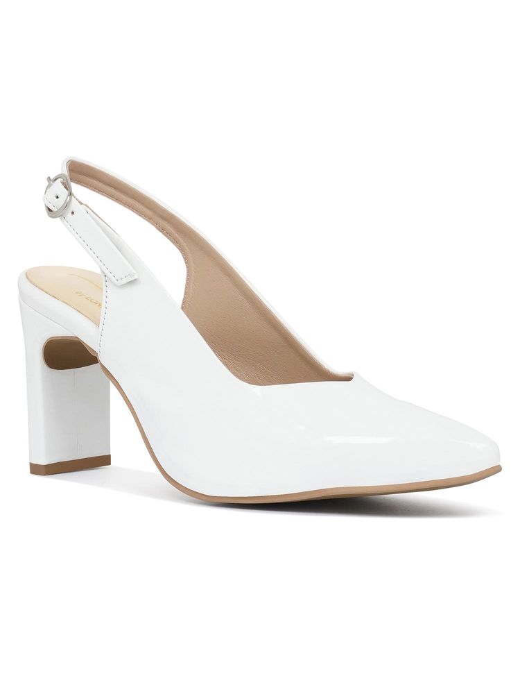 London Rag Women Glossy Slingback Heels - White-image-25
