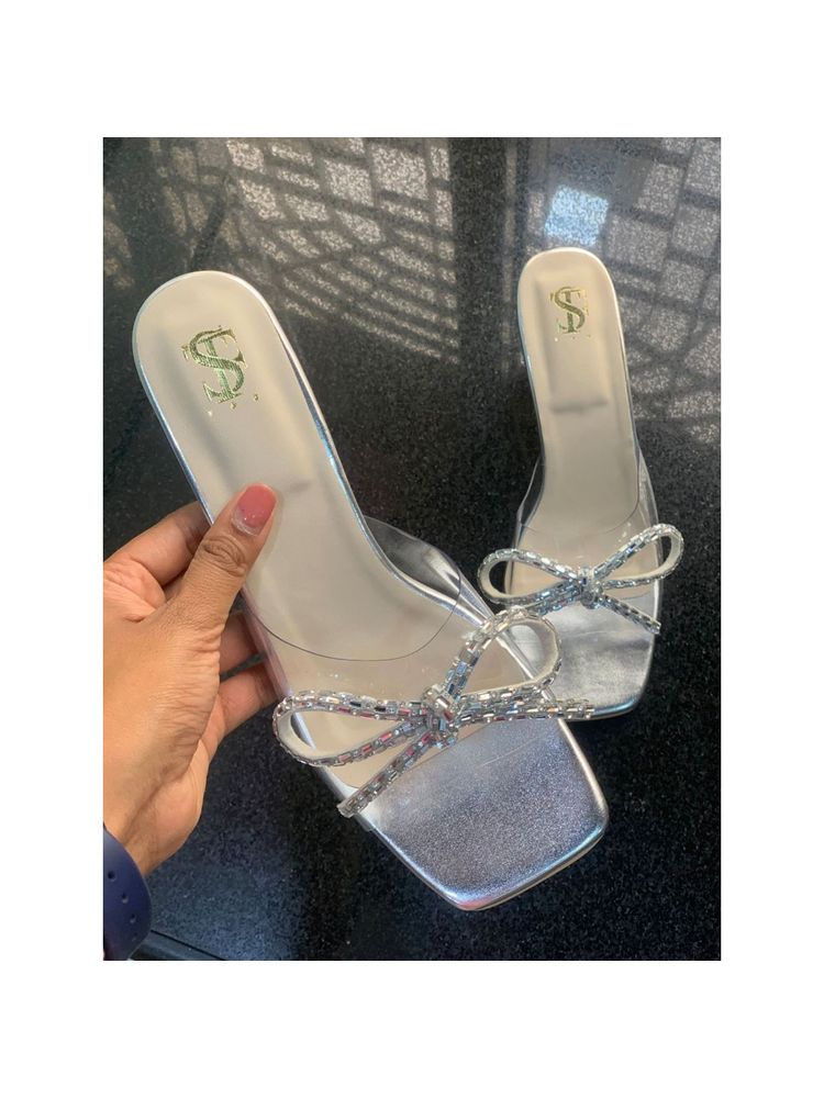 Shoe that fits you Silver Bow Glass Heels-picture-17