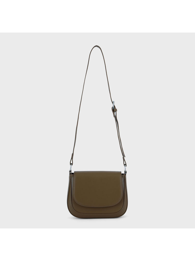 Twenty Dresses by Nykaa Fashion Olive Green Solid Flap Sling Bag-image-48