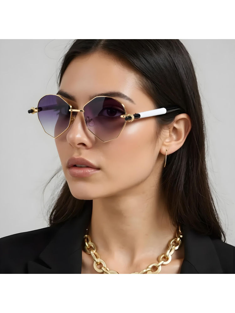 TED SMITH Unisex Grey Lens & Gold-Toned Hexagon Sunglasses-image-36
