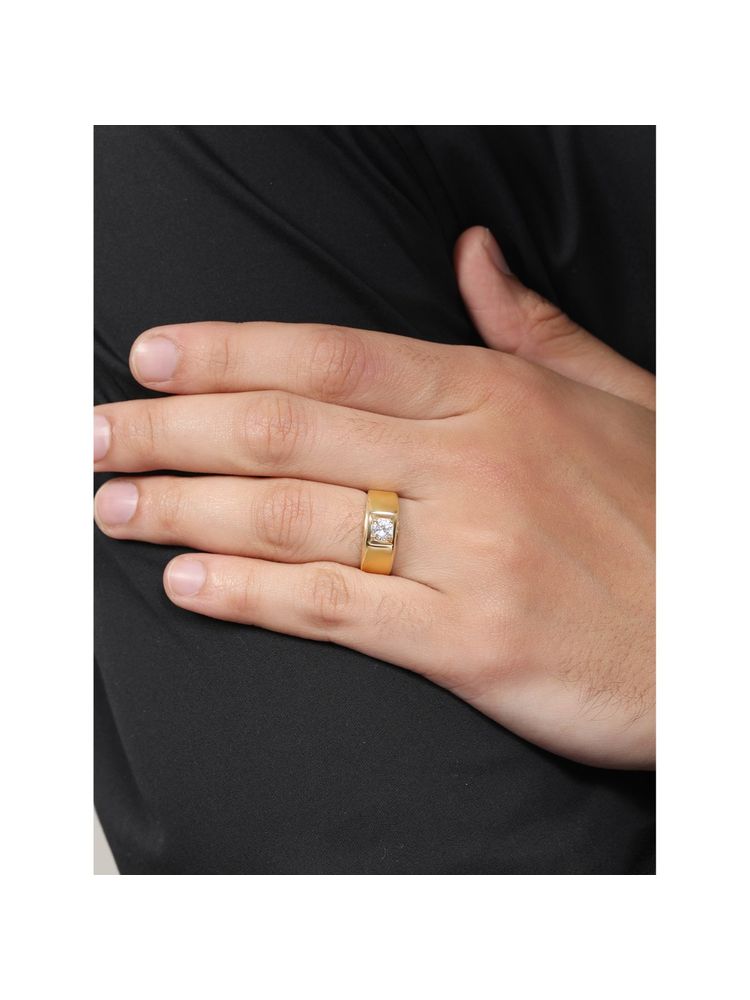 Zavya Golden Embrace 925 Sterling Silver Couple Ring with Sparkling CZ-picture-13