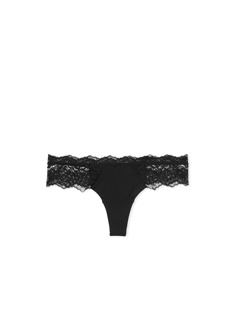victoria's secret intimates Victoria's Secret Dream Angels Lace Trim Thong Panty Black-picture-22