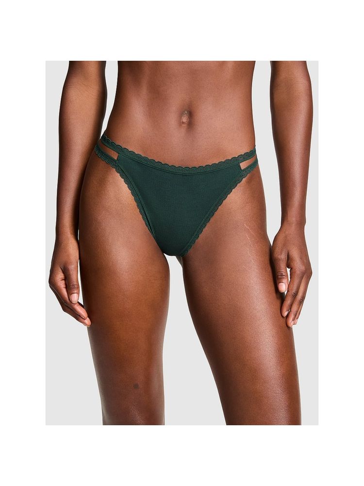 victoria's secret intimates Victoria's Secret Pink Wink Lace-Trim Strappy Thong Panty Green-picture-21