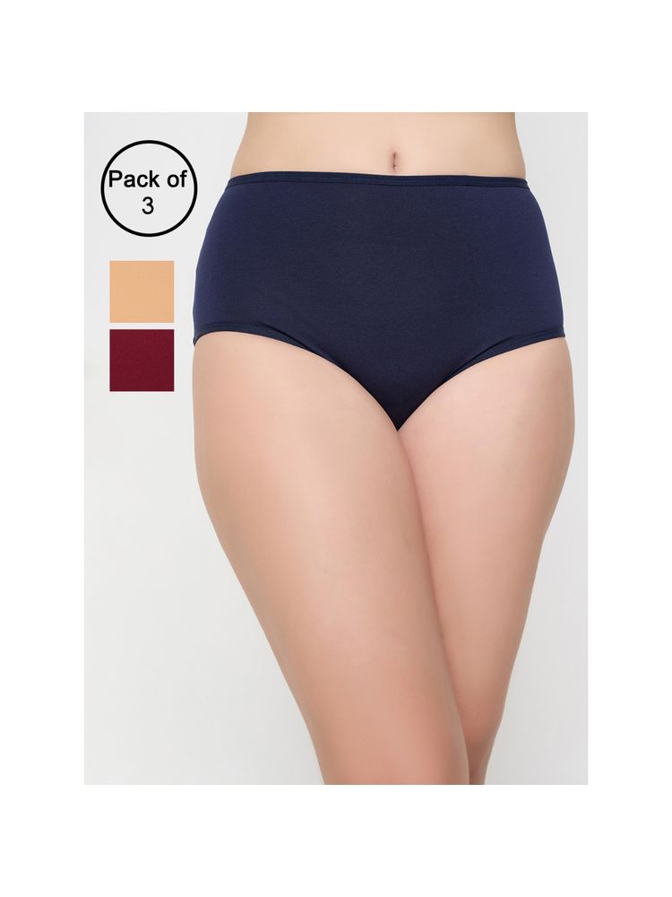 Clovia Cotton High Waist Outer Elastic Hipster Panty Multi-Color (Pack of 3)-picture-14