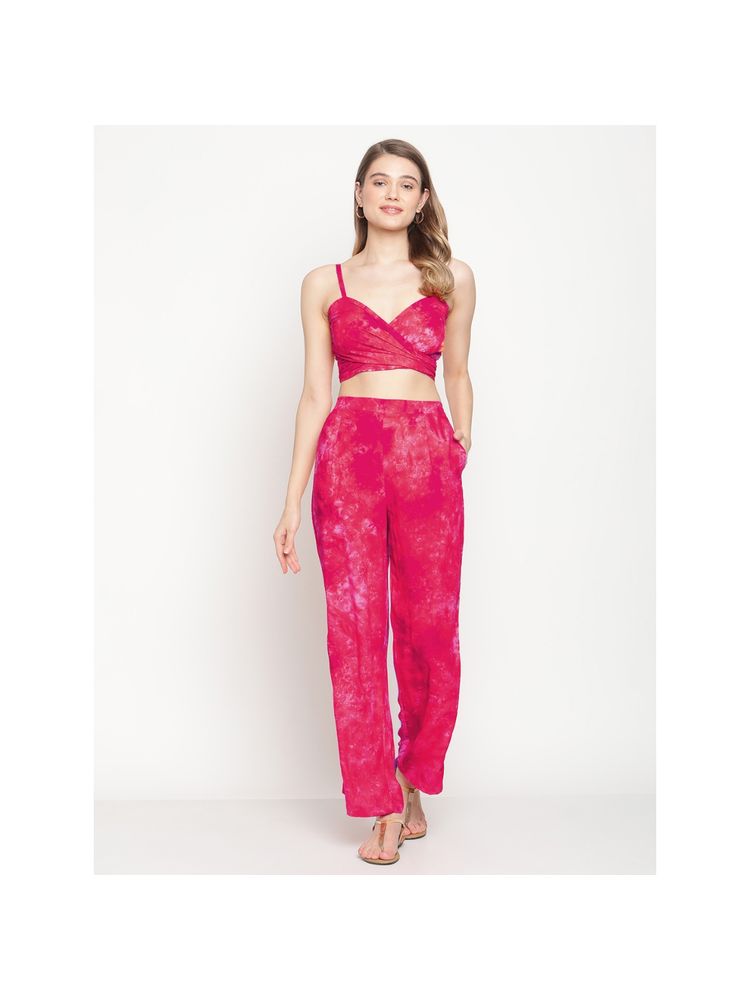 Erotissch Women Pink Tie & Dye Printed Beachwear Set