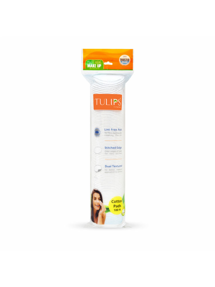 Tulips 100 Round Facial Cotton Pads For Applying & Removing Makeup - Sensitive Skin