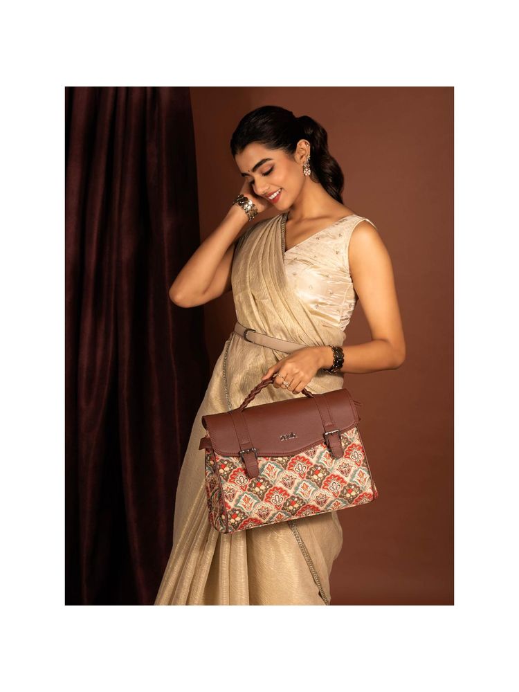 Zouk Konkona Heritage Satchel Bag - Mughal Art Multicolor-image-17