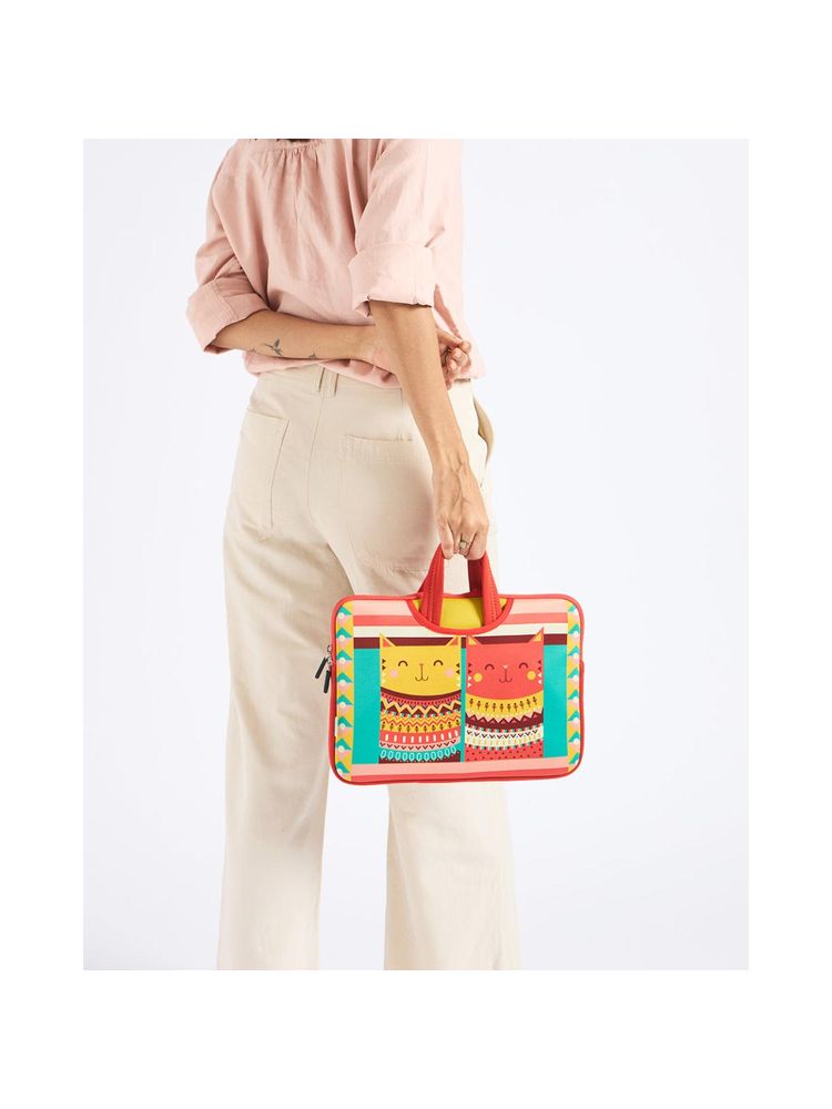 Chumbak Aztec Cats Laptop Sleeve - 15.6 inch