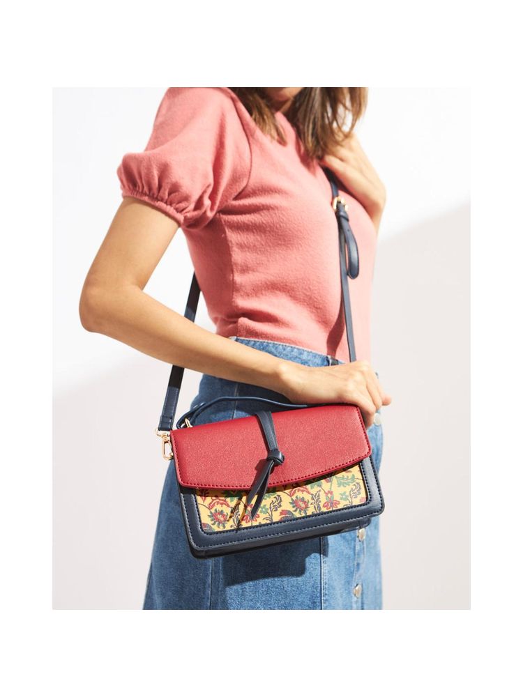 Chumbak Vibrant Flowers Sling Bag With Detachable Strap- Red-picture-26