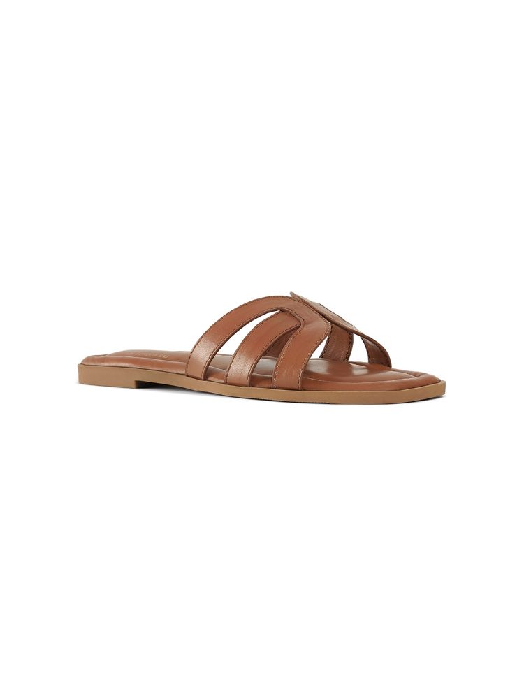 London Rag Faux Leather Tan Slip On Flats-image-9