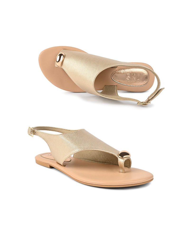 SKO Women Crete Gold Flat Sandals-image-23