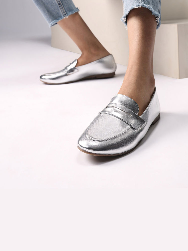 SKO Kate Women Silver Loafers-image-34