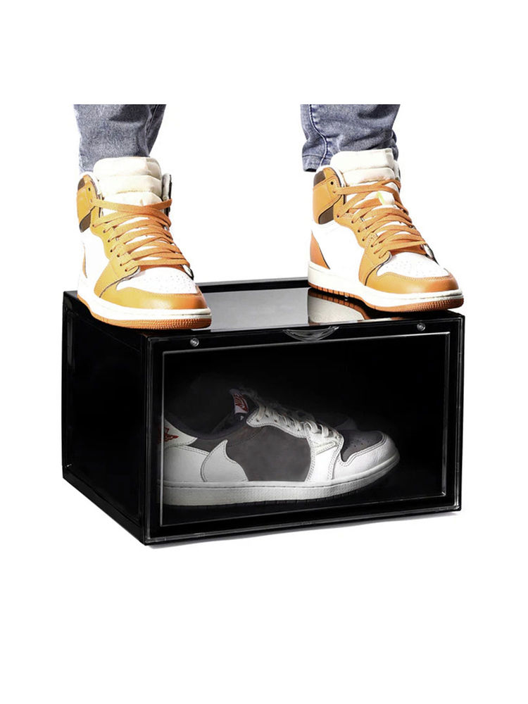 Story@Home Sneaker Box Plastic Shoe Rack (Black, 1 Shelves)-picture-10