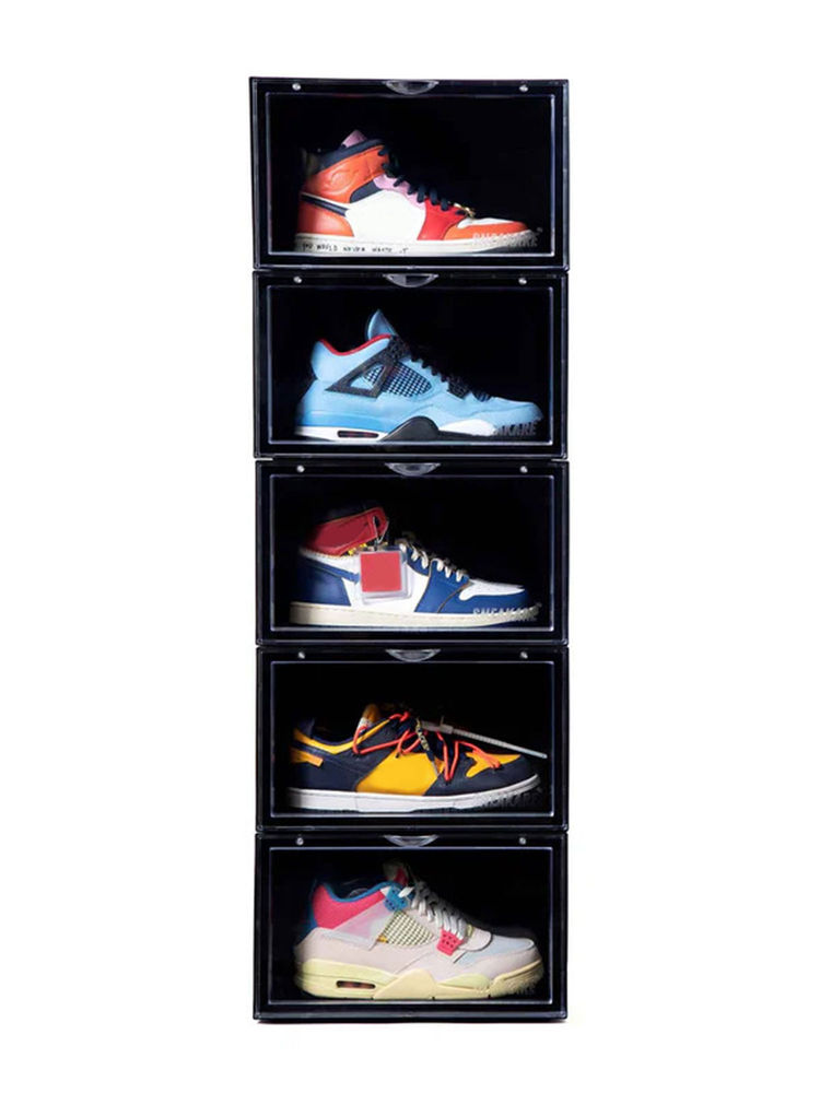Story@Home Sneaker Box Plastic Shoe Rack (Black, 5 Shelves)-picture-13