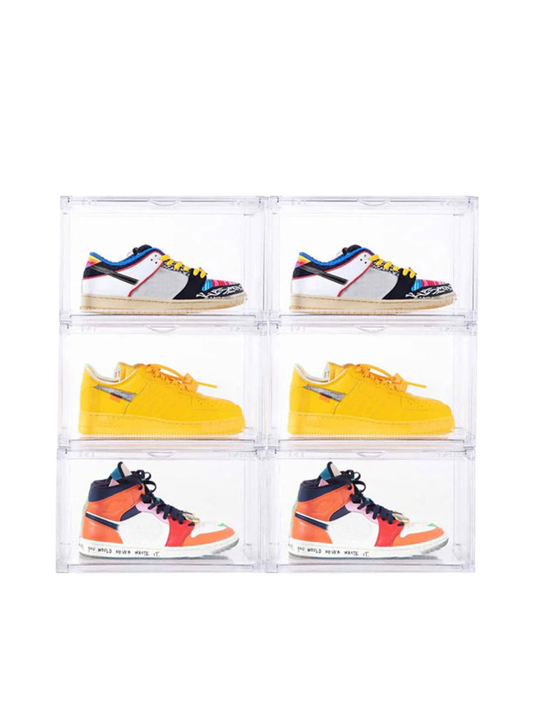 Story@Home Sneaker Box Plastic Shoe Rack (Transparent, 6 Shelves)-image-3