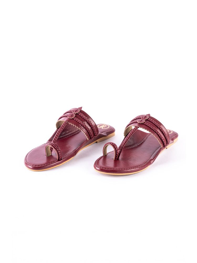 PREET KAUR Women Maroon Kolhapuri-picture-24