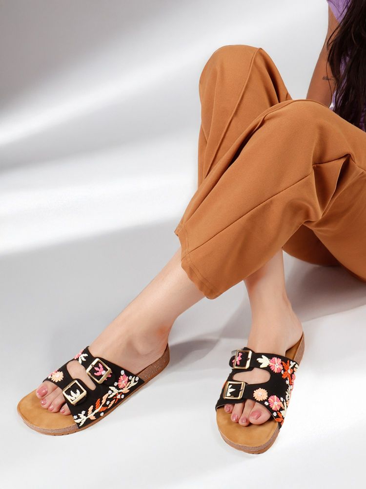 The White Pole Comfort Slip-On Black Sandals-picture-10