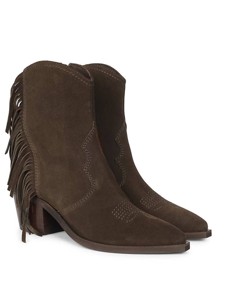 Saint G Womens Brown Suede Leather Fringe Ankle Casual Boots-picture-14