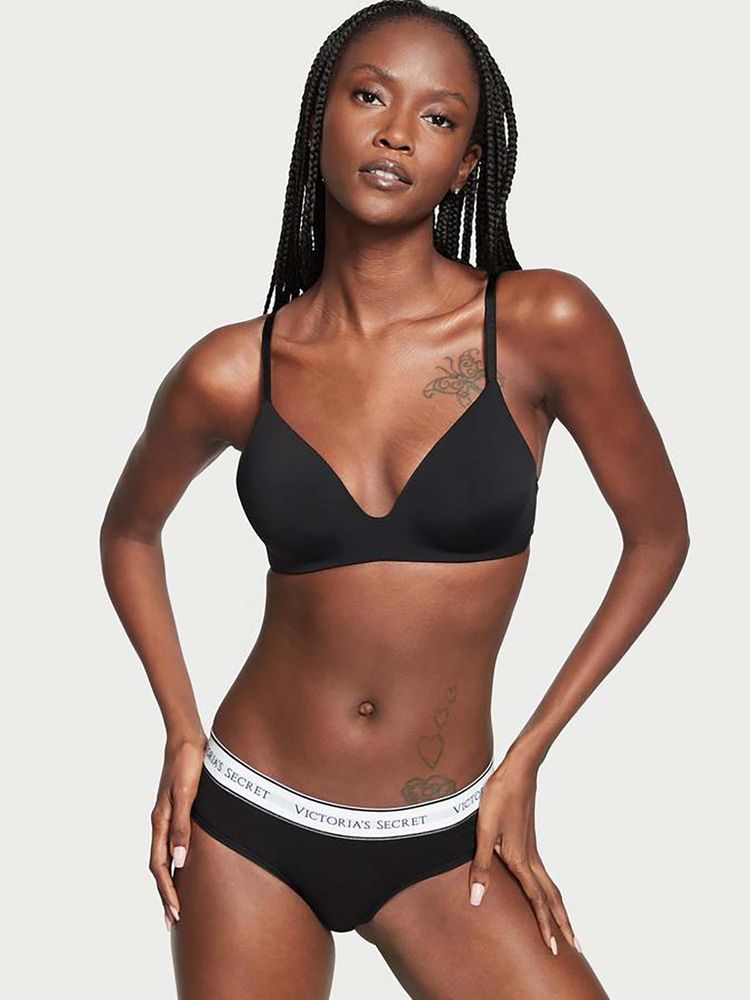 victoria's secret intimates Victoria's Secret Women Black Cotton Hip Hugger Brief Panty (XL)-picture-16