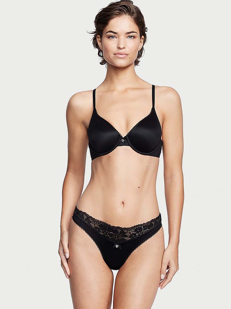 victoria's secret intimates Victoria's Secret Women Black Body By Lace Thong Panty (XL)-picture-11