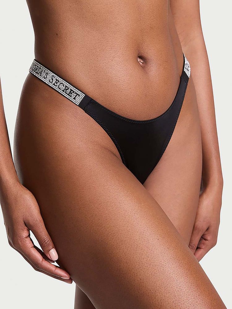 victoria's secret intimates Victoria's Secret Women Black Very Sexy Logo Shine Strap Thong Panty-picture-49