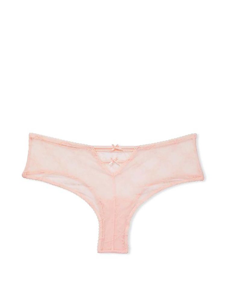 victoria's secret intimates Victoria's Secret Women Pink Flocked Logo Mesh Cheeky Brief Panty-picture-12