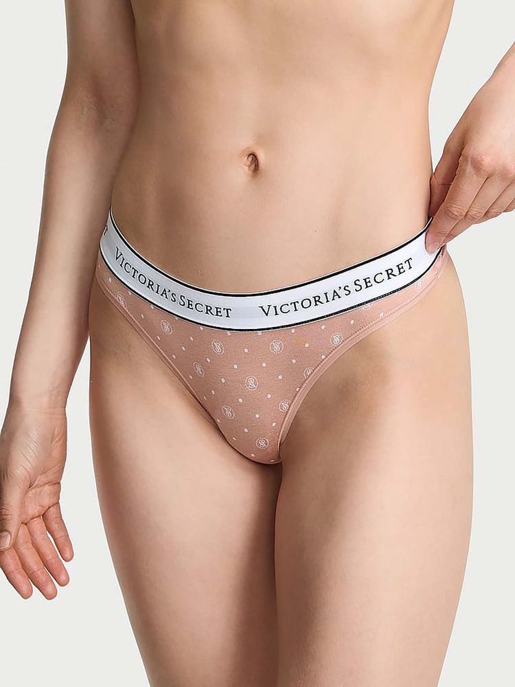 victoria's secret intimates Victoria's Secret Women Nude Printed Cotton Thong Panty (XS)-picture-23