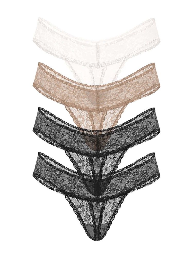 victoria's secret intimates Victoria's Secret Women Multi-Color Lace Thong Panties (Pack of 4)-picture-13