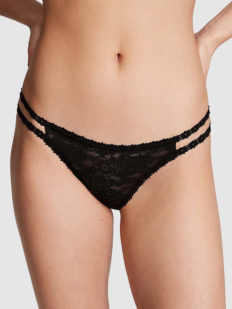 victoria's secret intimates Victoria's Secret Women Black Wink Strappy Thong Panty (XS)-picture-19