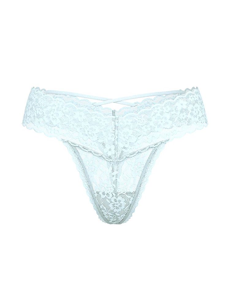 victoria's secret intimates Victoria's Secret Women Light Blue Lace Strappy-Back Thong Panty-picture-19