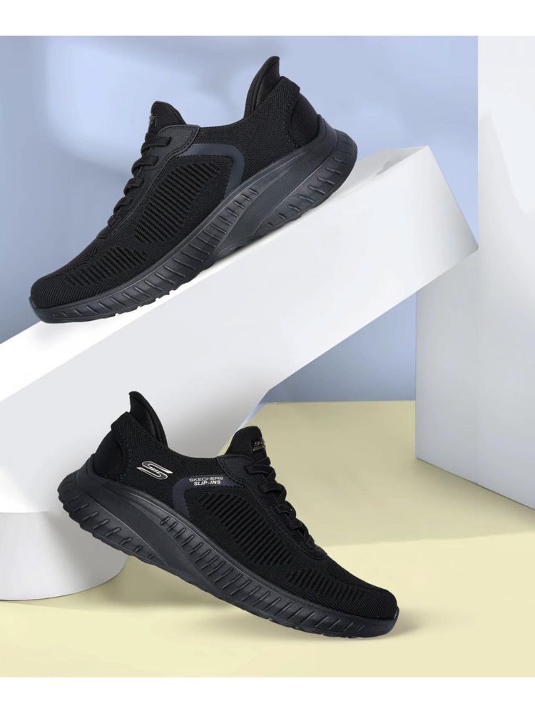 SKECHERS Women Black Bobs Squad Chaos - Current Muse Running Shoes