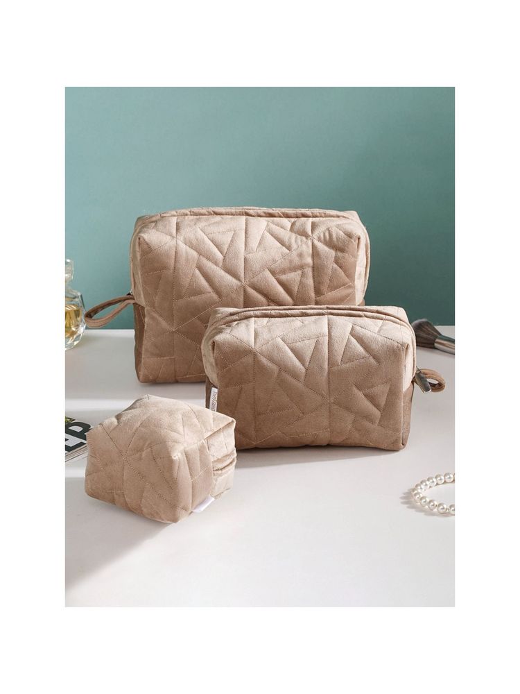 Nestasia Beige Blossom Vanity Pouch Set of 3-picture-2