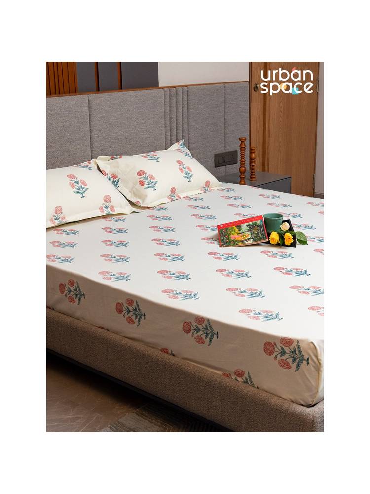Urban Space Cotton Bedsheet with Pillow Covers - Sunflower Pink-picture-34