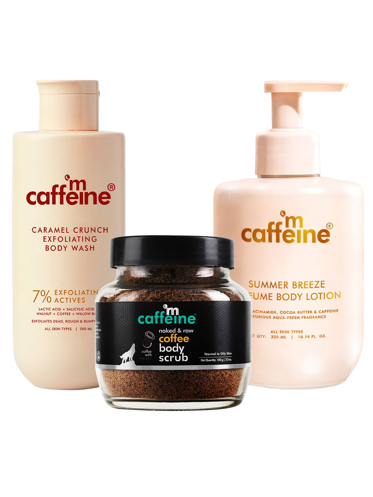 MCaffeine 7% Exfoliating Body Wash + Coffee Body scrub + Summer Breeze Body lotion