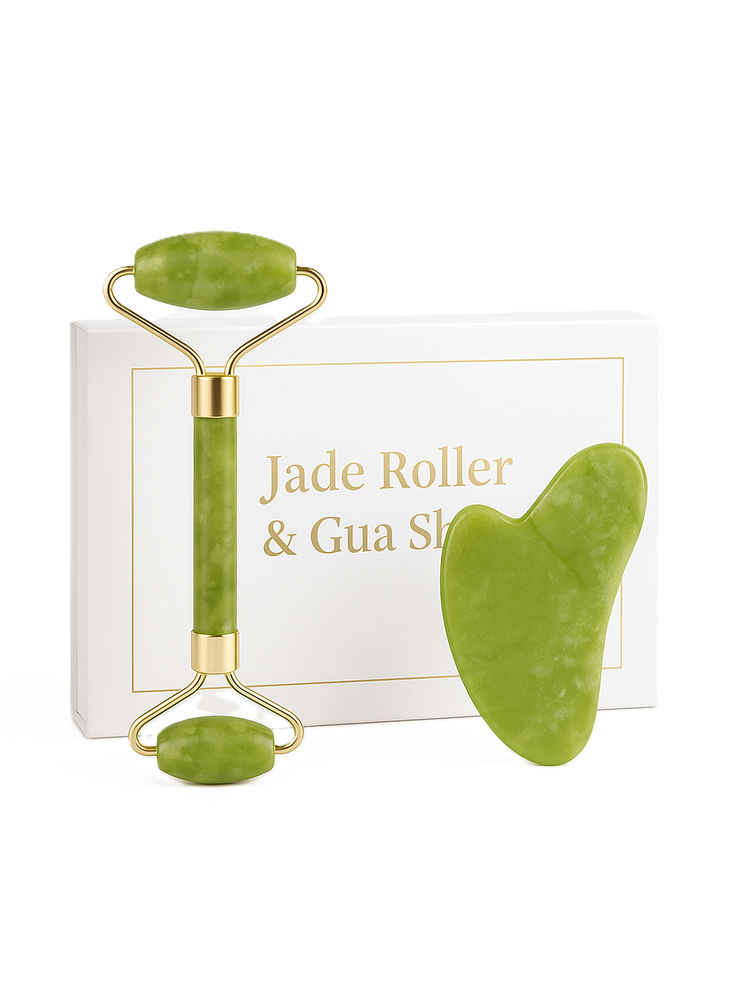 Kayanara Jade Stone Face Roller & Gua Sha Set