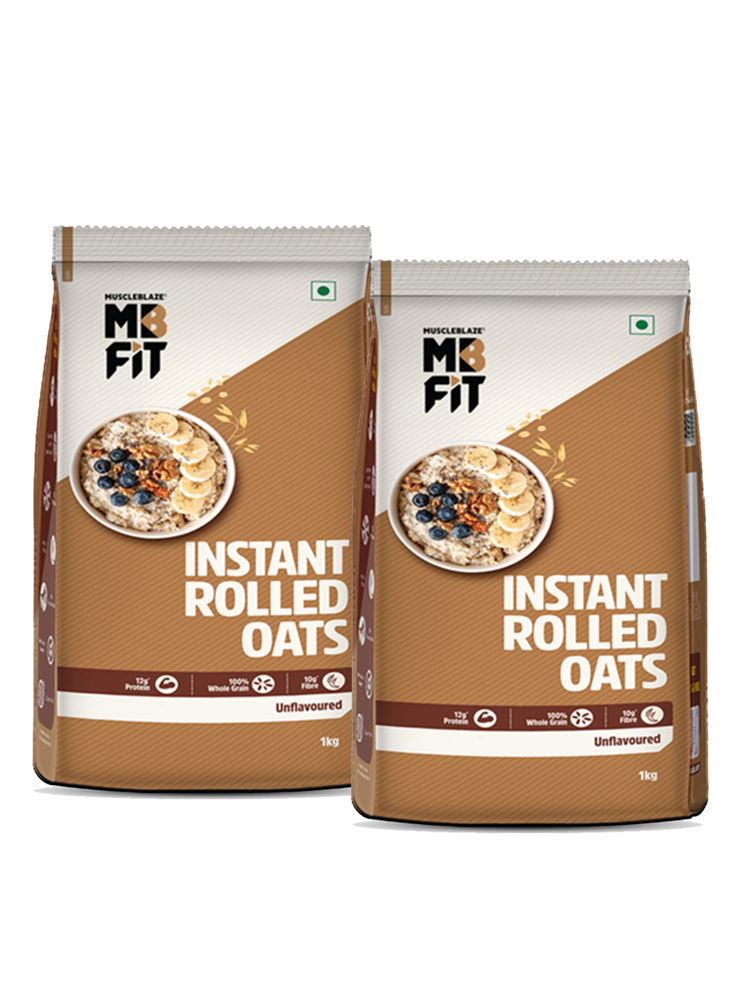 MuscleBlaze Fit Instant Oats - Unflavoured (Pack Of 2)