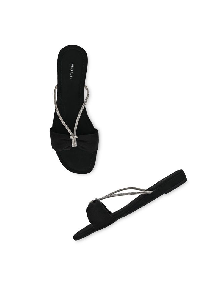 ROCIA By Regal Black Women Diamante Strap Flats-picture-27