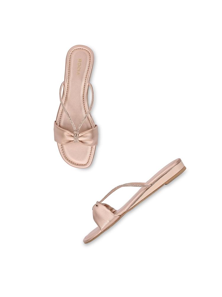 ROCIA By Regal Rose Gold Women Diamante Strap Flats-picture-20